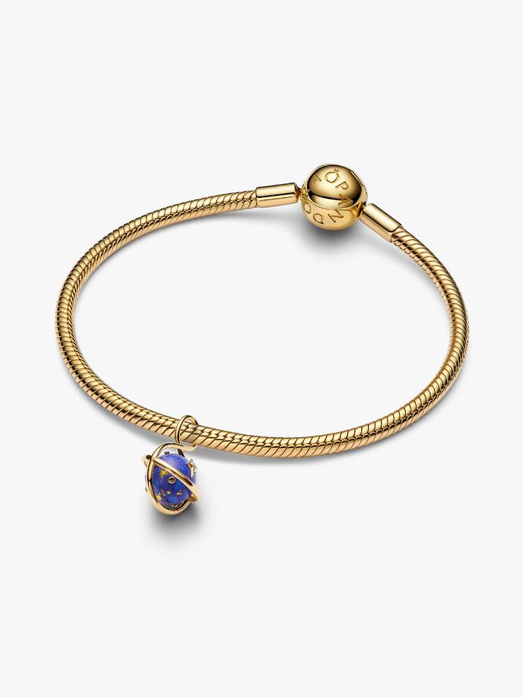 Conta 765032C01 Revestido a Ouro14Kt Pandora Zirconia+LapisLazuli Imitação..