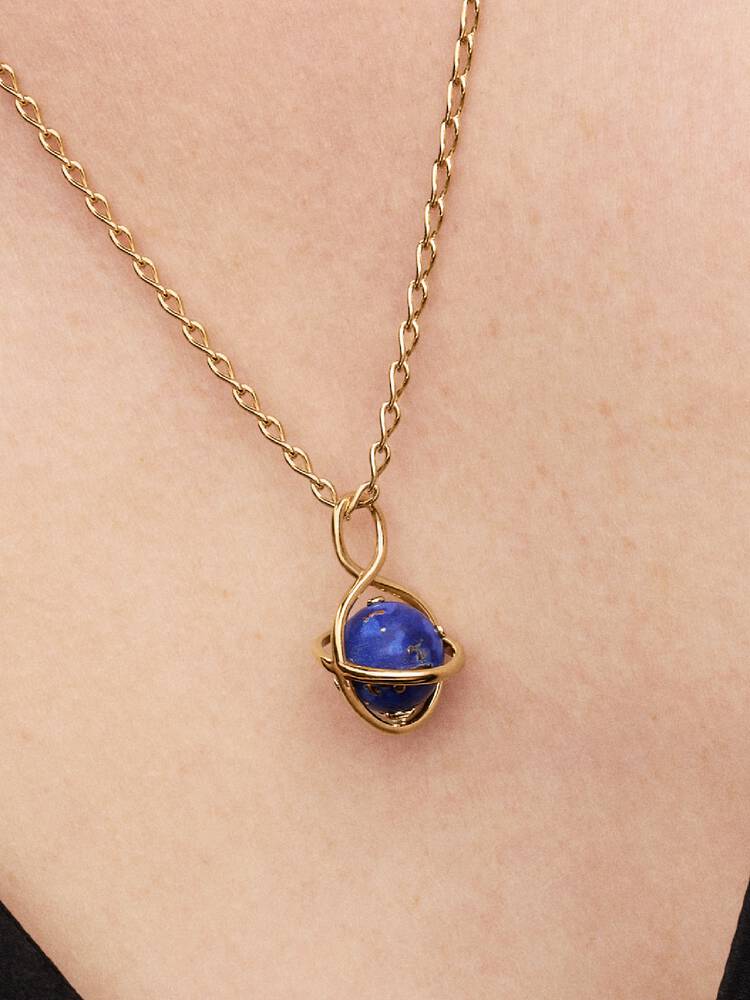 Conta 765032C01 Revestido a Ouro14Kt Pandora Zirconia+LapisLazuli Imitação.
