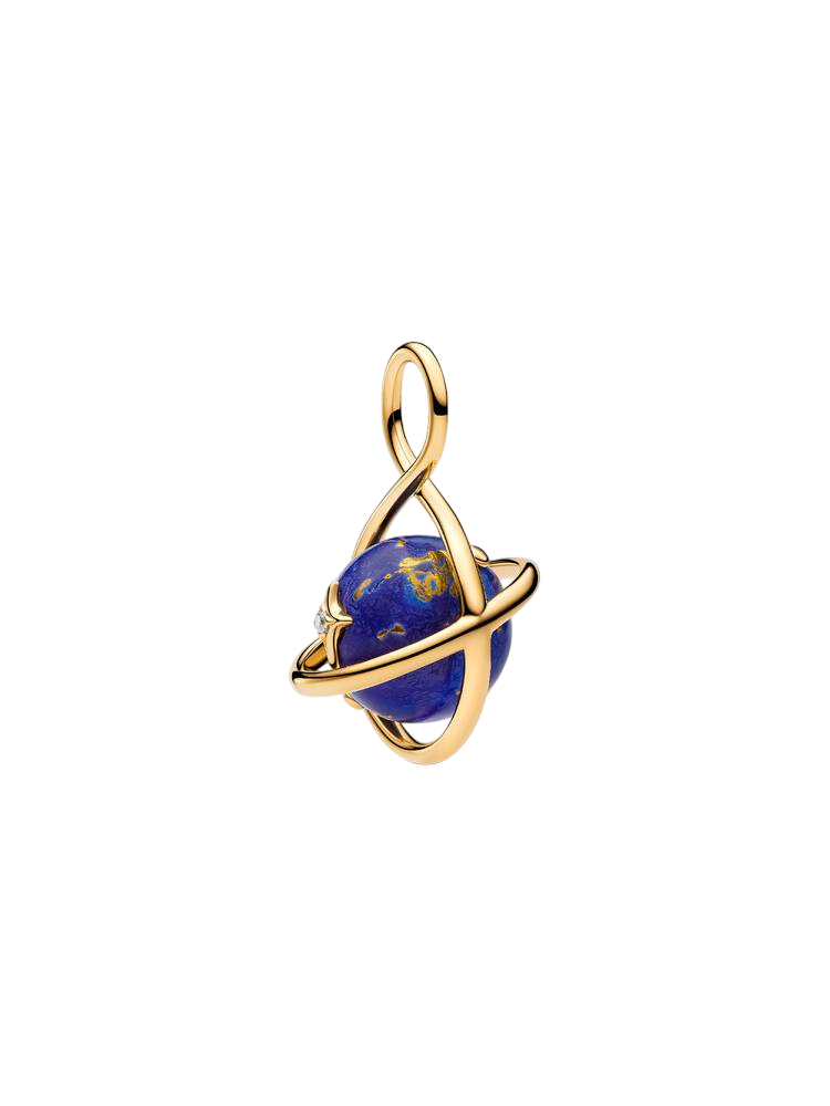 Conta 765032C01 Revestido a Ouro14Kt Pandora Zirconia+LapisLazuli Imitação