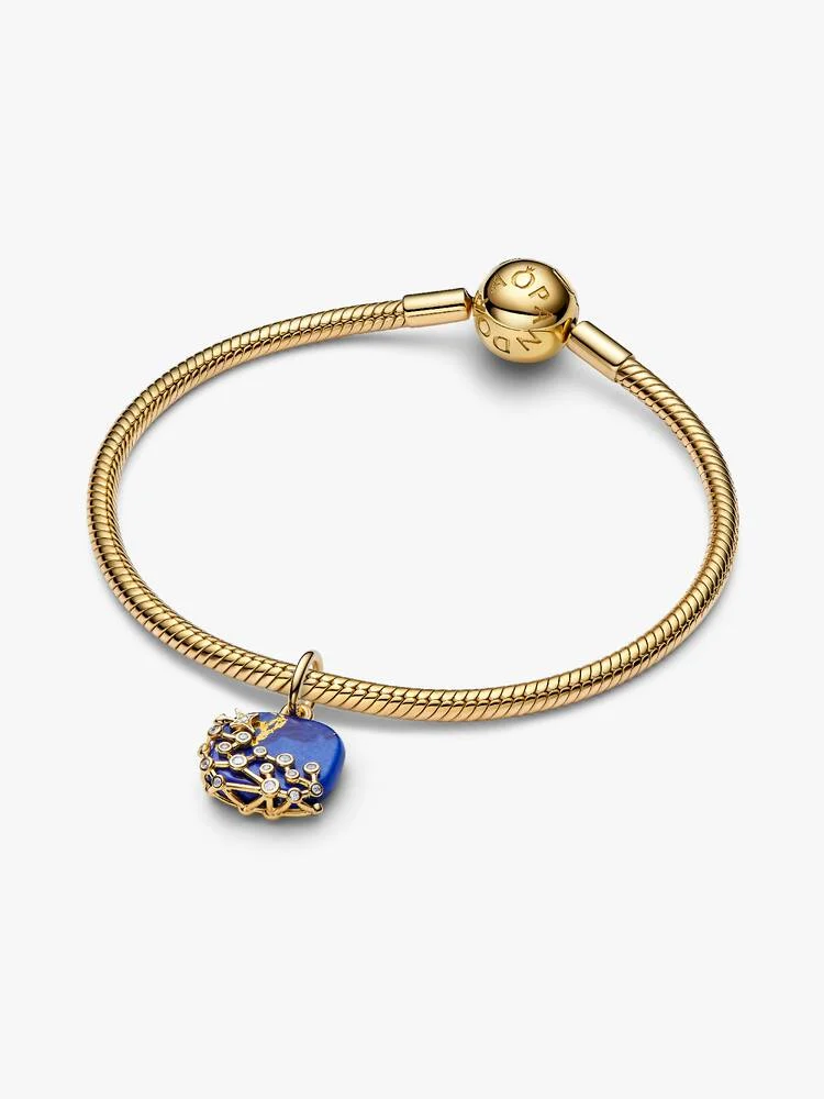 Conta 765040C01 Revestido a Ouro14Kt Pandora Zirconias+LapisLazuli Imitação_