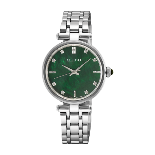 Relógio Madrepérola Verde Diamentes Seiko