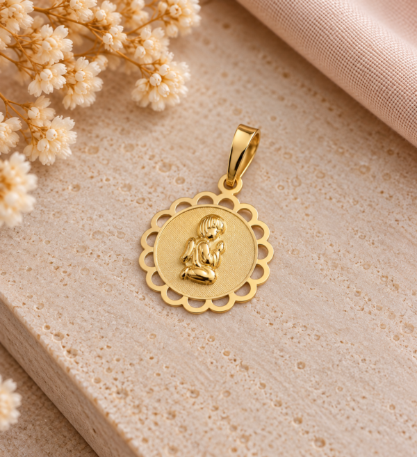 Medalha Anjo Flor Ouro 19.2Kt