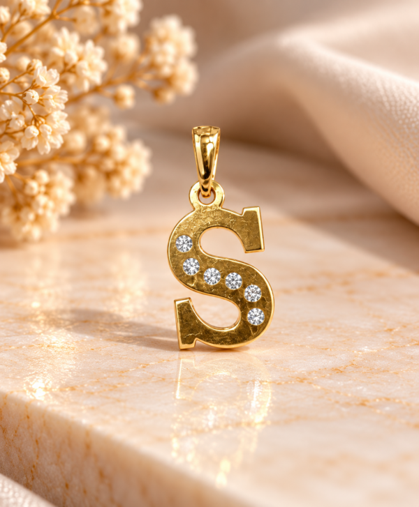 Medalha Ouro Letra S Zircónias Ouro19.2Kt