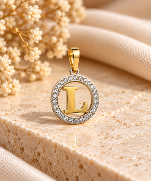 Medalha Letra L Ouro Bicolor 19,2Kt