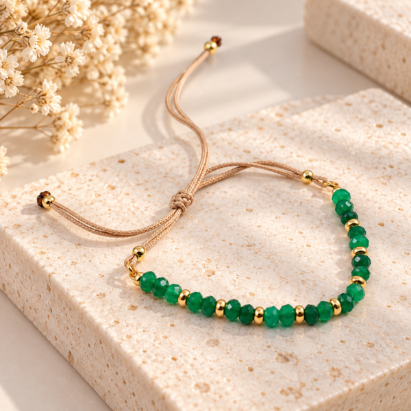 Pulseira Pedras Naturais Seda Prata