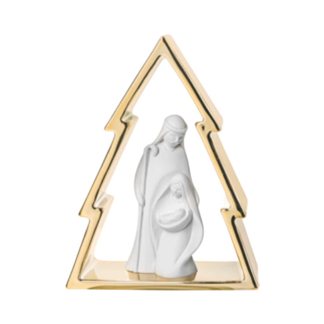 Presépio Resina Arvore de natal Dourado 16cm