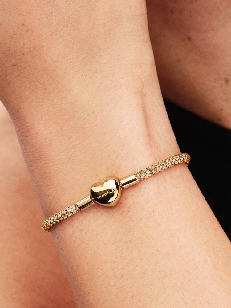 Pulseira 564971C01 Revestido a Ouro14Kt Pandora Rendilhada Zirconias.