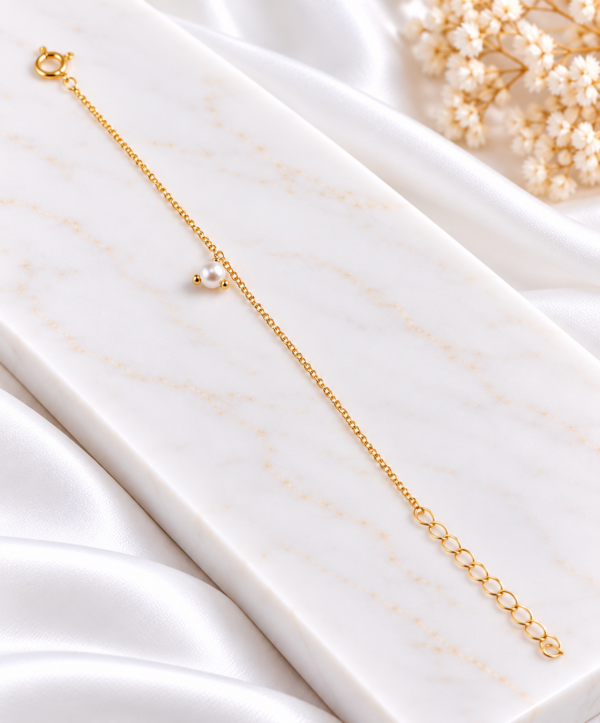 Pulseira com Pendente Pérola Prata