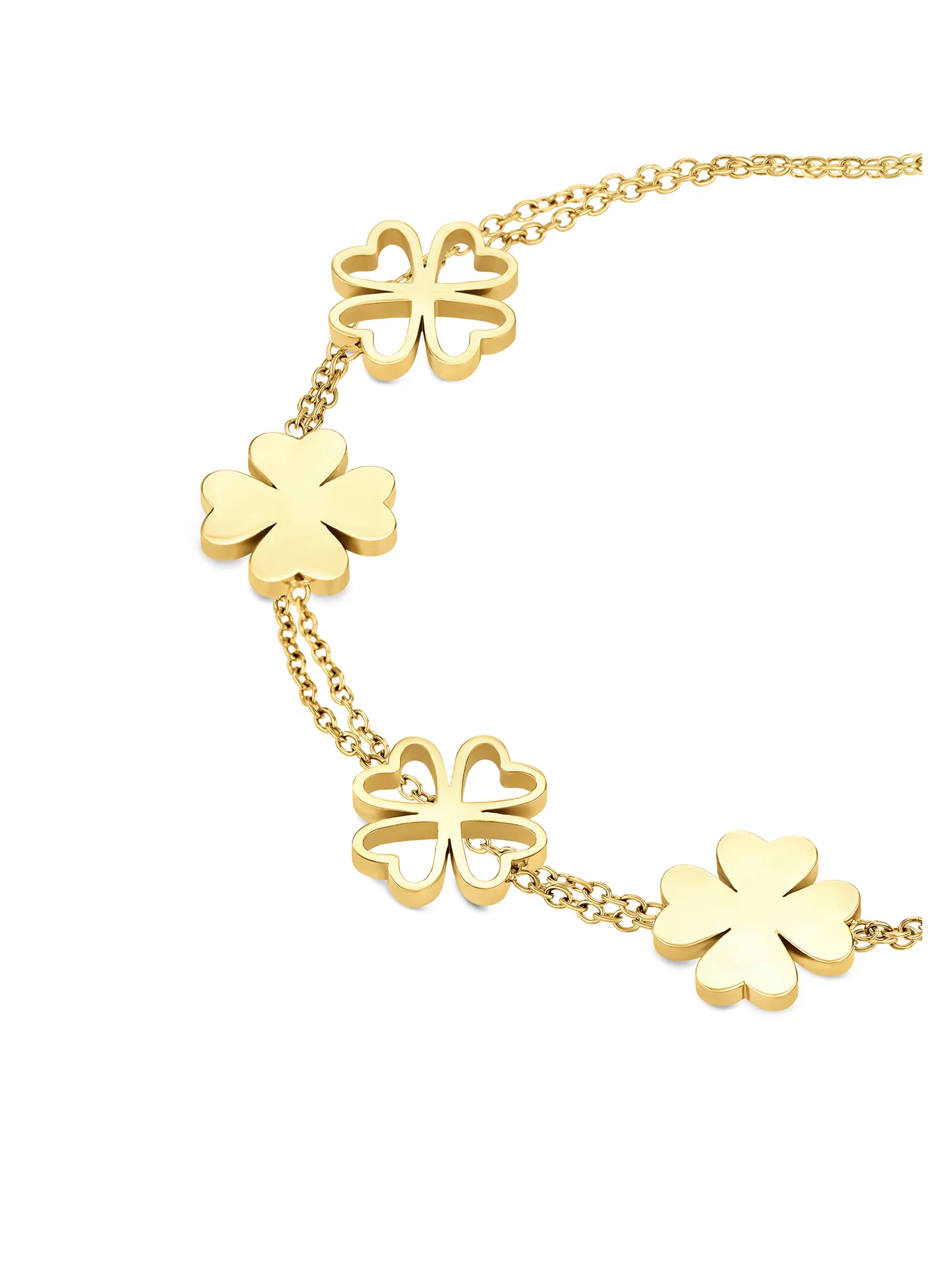 Pulseira OJLFB07G AçoOne Lucky Flower Double Gold.