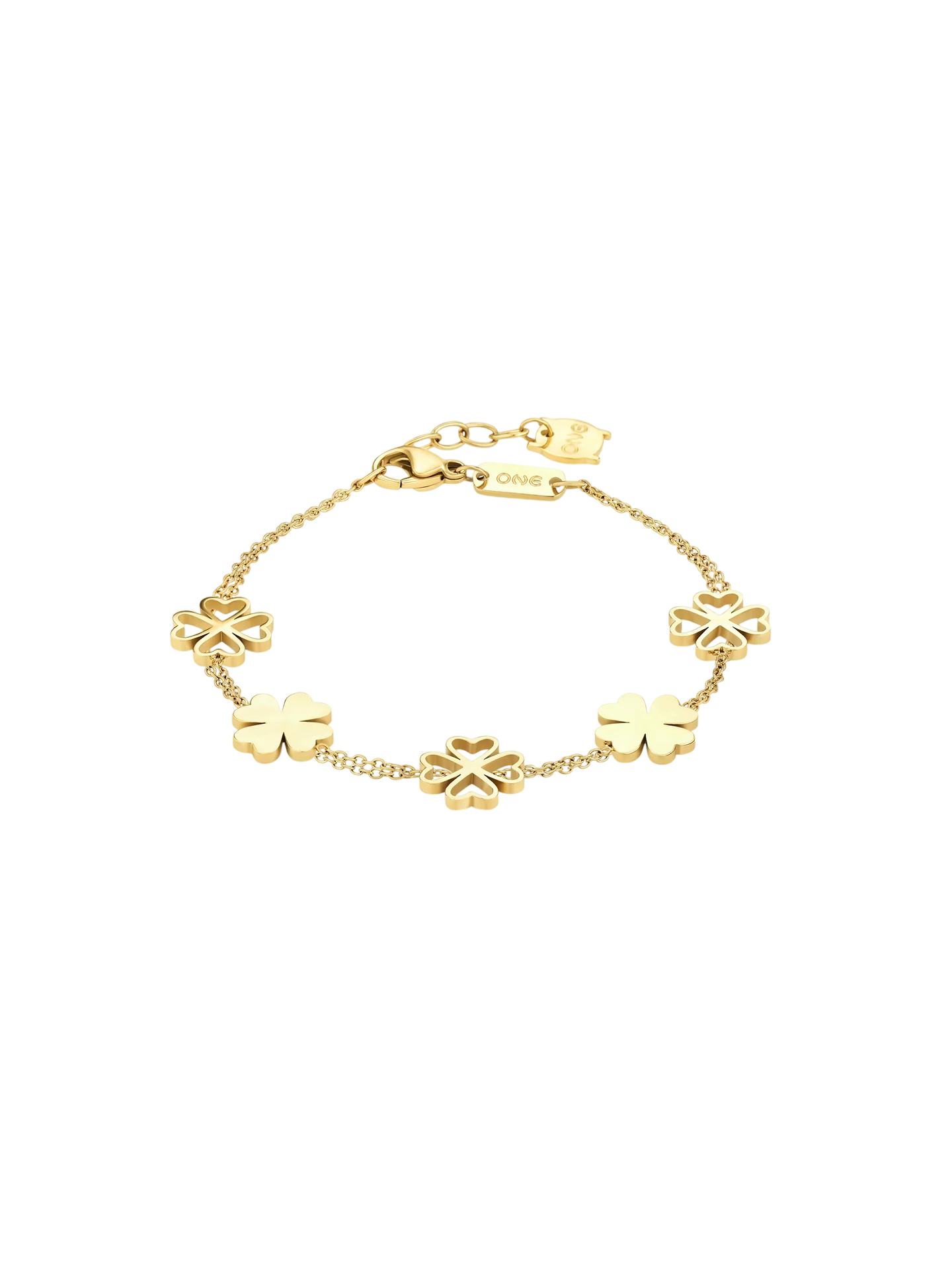 Pulseira OJLFB07G AçoOne Lucky Flower Double Gold