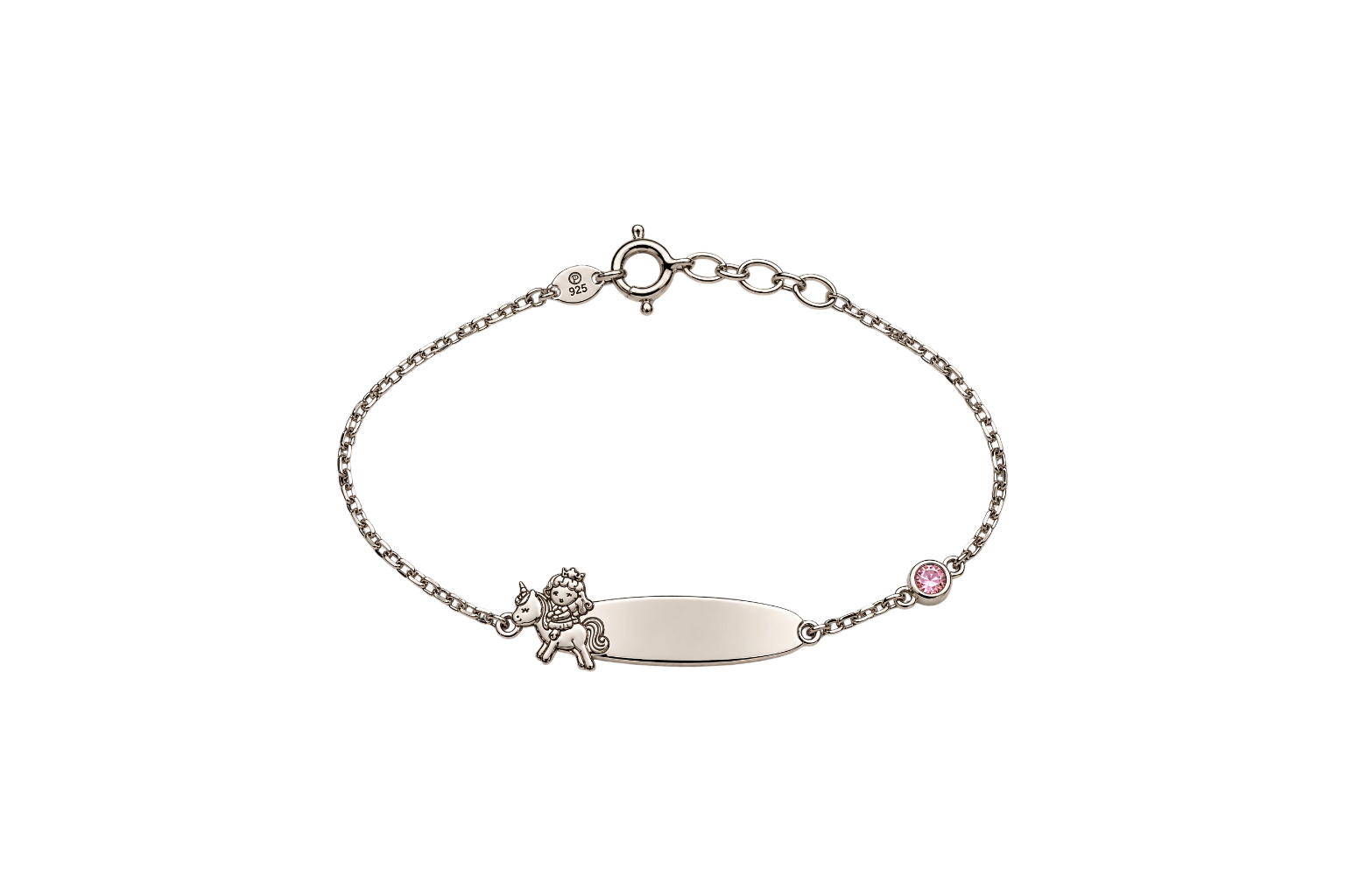 Pulseira Prata925 Chapa Unicórnio 1Zirconia