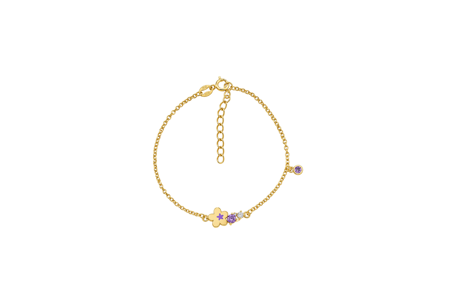 Pulseira PrataDourada 925 Flor Esmalte + Zircónias Lolipop