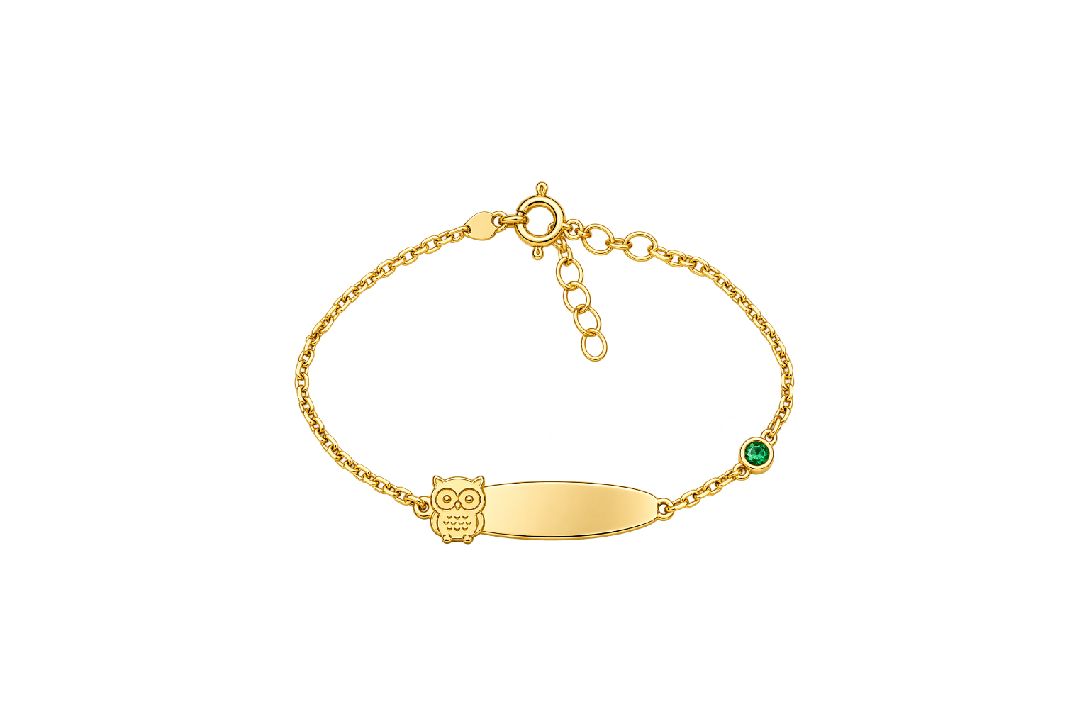 Pulseira PrataDourada 925 Mocho Zircónia Verde