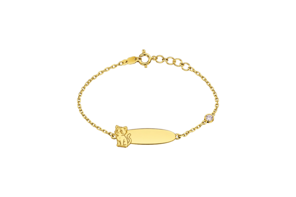 Pulseira Personalizável Gato Prata