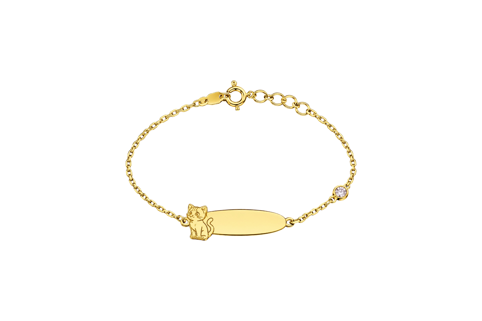 Pulseira PrataDourada925 Chapa Gato 1Zirconia