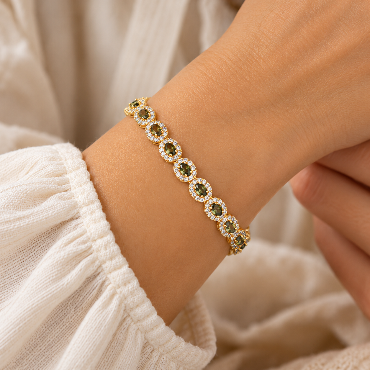 Pulseira PrataDourada925 EC Riviera Zirconias Pulso