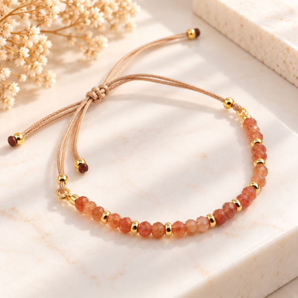 Pulseira Pedras Naturais Seda Prata
