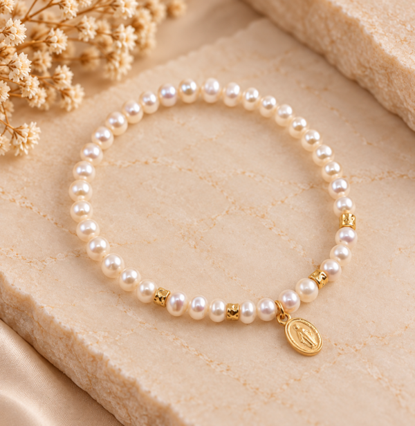 Pulseira Pérolas S. Milagrosa Prata