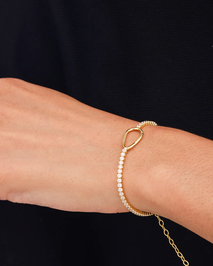 Pulseira PrataDourada925 V.Cruz Cristais Swarovski Fade.