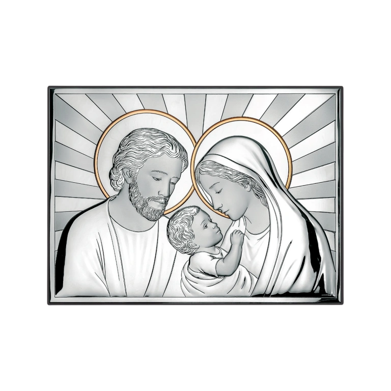 Quadro Icon SagradaFamilia 30.5x22cm PVD Prateado
