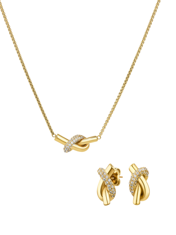 Set Colar & Brincos Knot Crystal One
