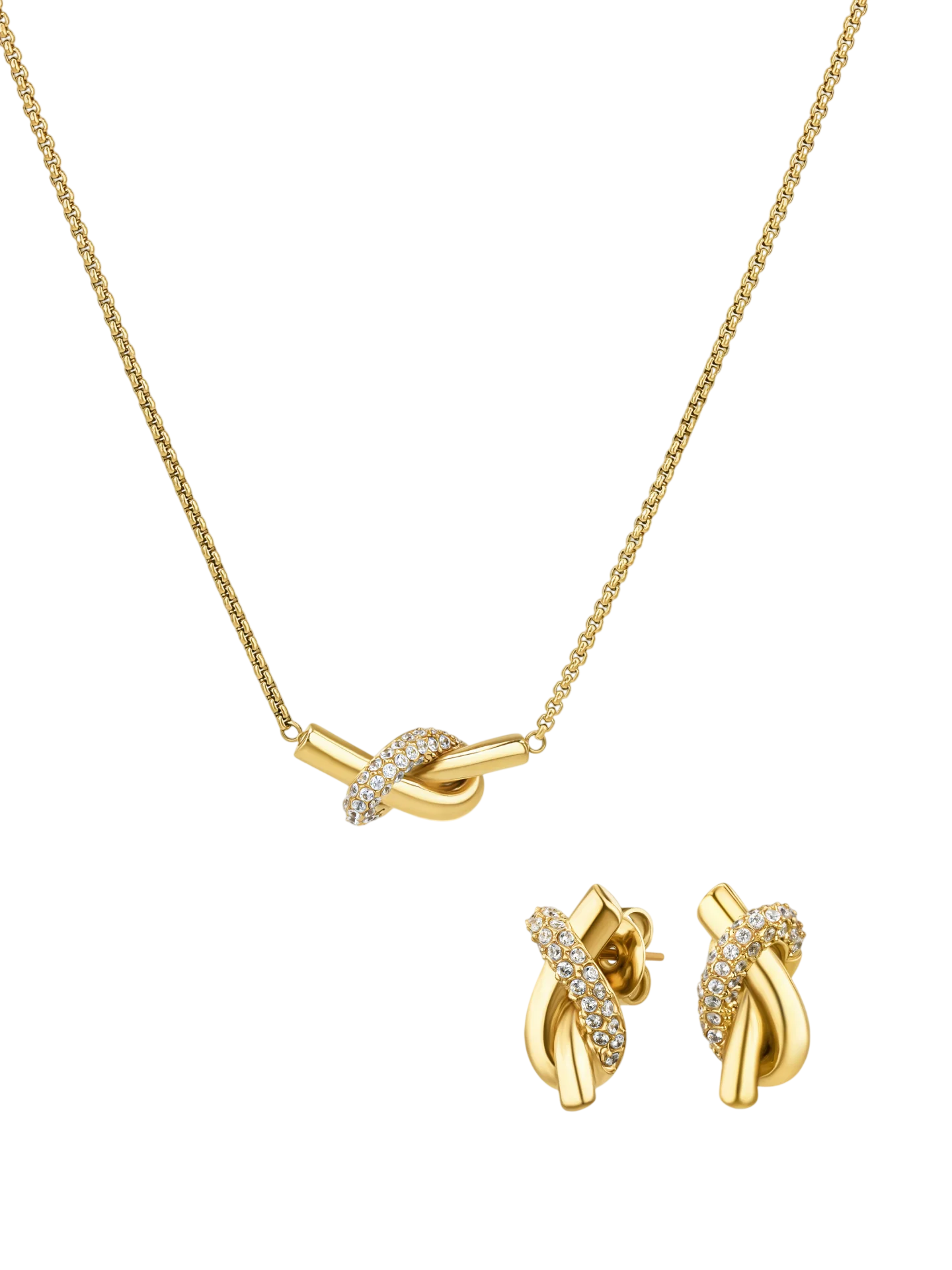 Set OJSET29G Colar e Brincos One Senhora Knot Crystal Gold